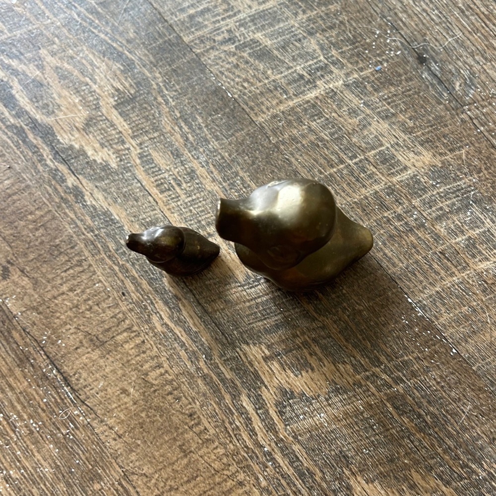 Vintage Brass Duck Figurines Set of 2 Mid Century Modern Taiwan Patina Bird - Picture 2 of 8